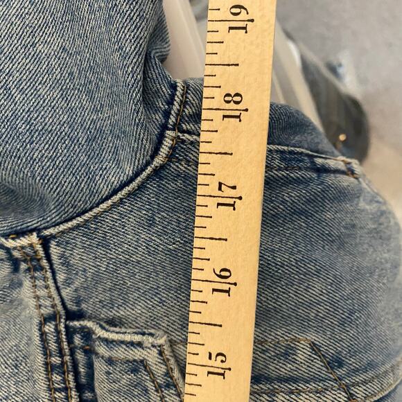 Zara Womens Blue Denim Lined Sherpa Jean Jacket Small Cropped Country Western - Picture 15 of 16